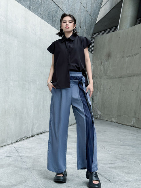 Stripe Panel Wide Pants